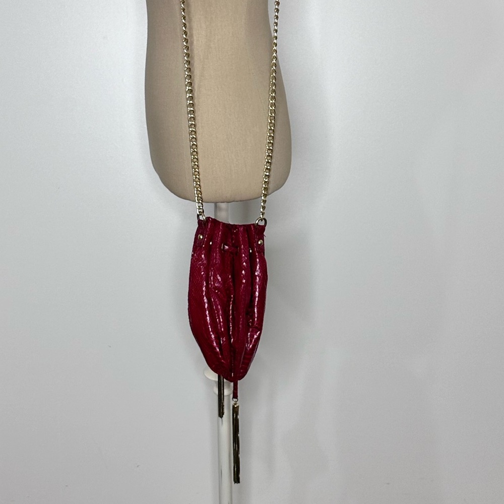 Cache Red Bucket Bag Purse - image 3